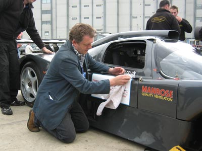 Ian Cook placing the Conference logo at the Stealth B6