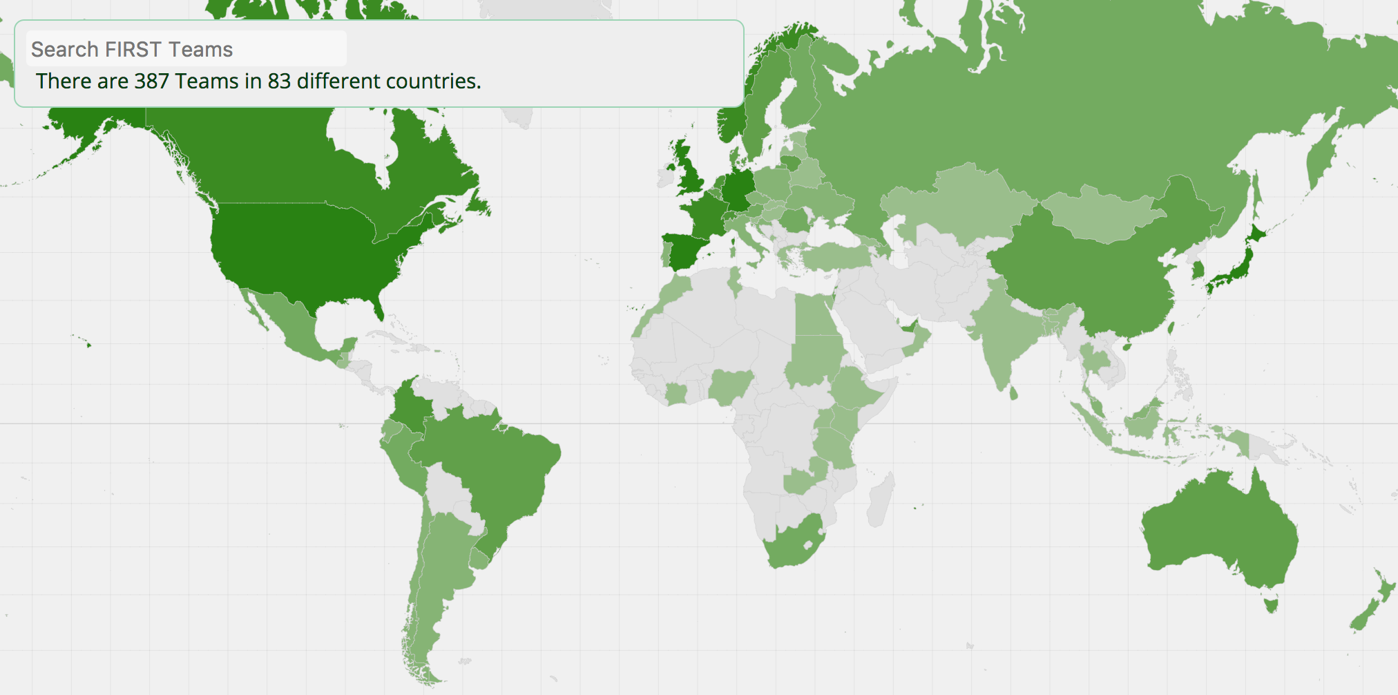 Map of FIRST members on October 17th, 2017